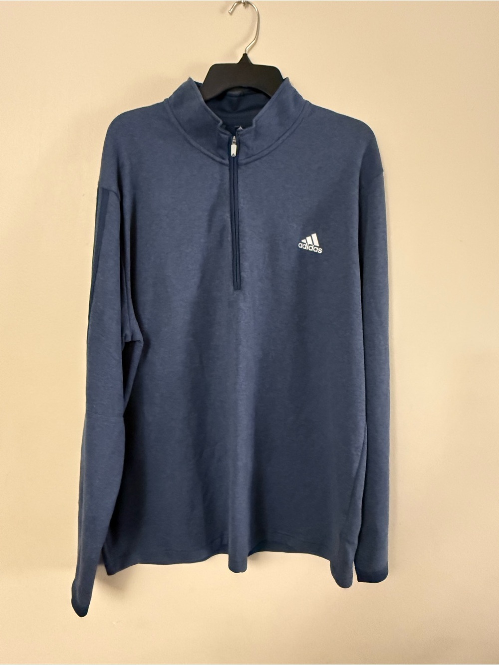 adidas Navy Half-Zip Pullover with White Logo